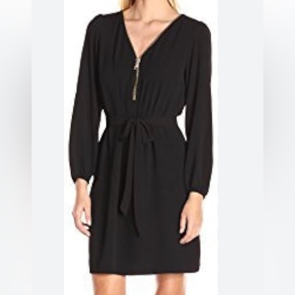 Michael Kors Black Long Sleeve Dress with Gold Zipper
